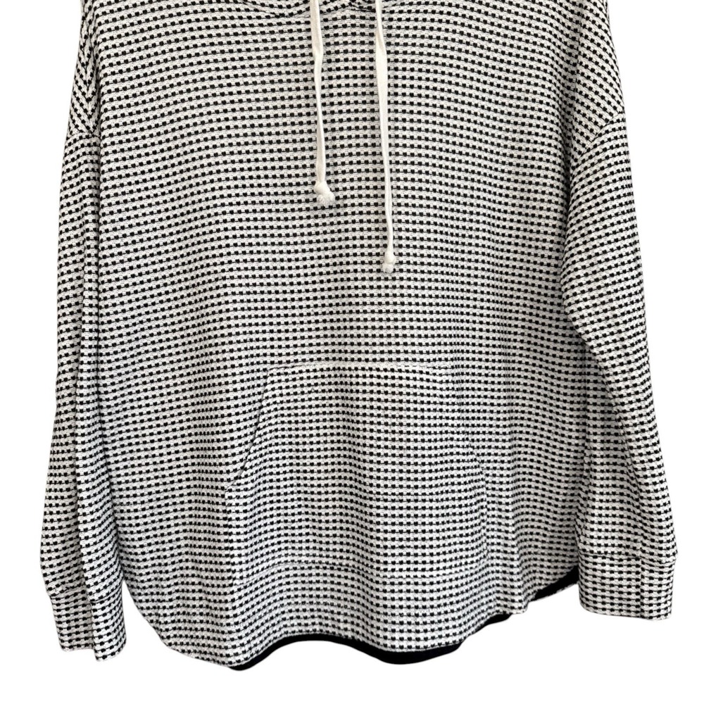 Textured Waffle Knit Hoodie Black White Minimalist Scandi Pullover Women's Small - Picture 3 of 12
